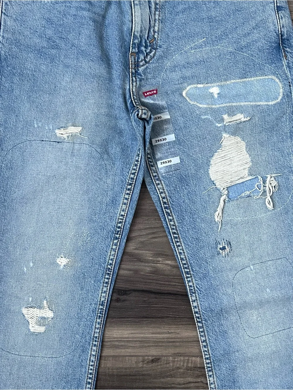 Levi's 511 Slim Fit Leg Patch Work Distressed Jeans Men’s Size 29x30 Light Wash